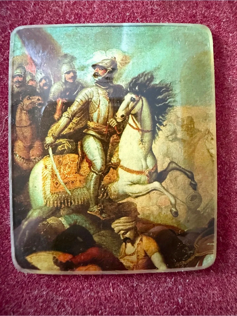 Vintage Framed Miniature Knight on Horse Medieval Wall Art Decor